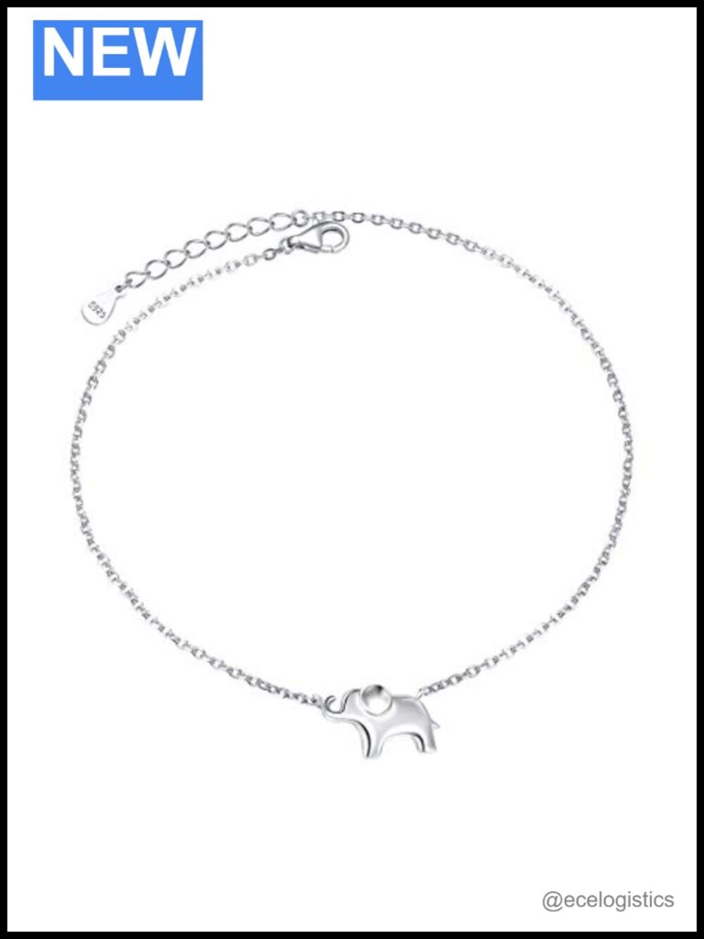 Sterling Silver Elephant Ankle Bracelet Adjustable Chain Anklet